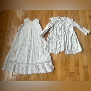 Lot of 2 antique baby clothes baptism dress and jacket
